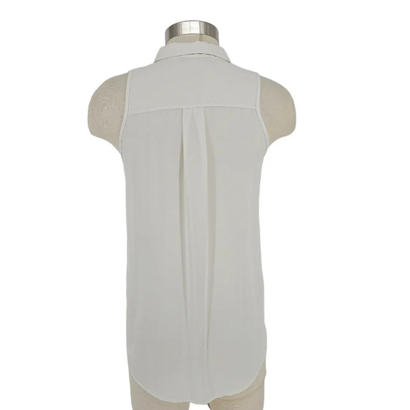 Trina Turk Shirt White Sleeveless Button Up Collared Pocket Tank Top - Picture 4 of 7